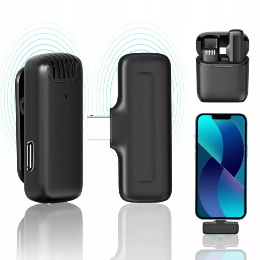 БЕСПРОВОДНОЙ МИКРОФОН ДЛЯ IPHONE 15 ANDROID USB C LIGHTNING CASE