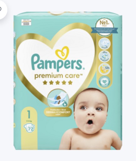Подгузники Pampers Premium Care 1 72 шт 2-5 кг.