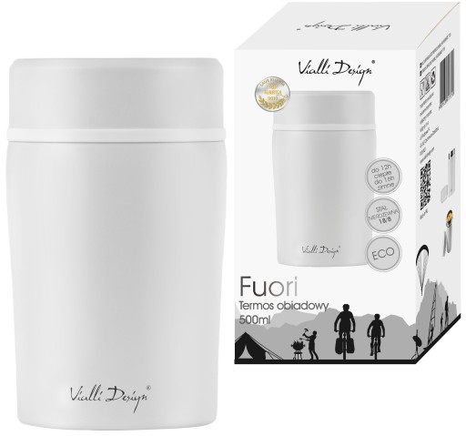 VIALLI ВАКУУМНЫЙ ТЕРМОС ДЛЯ ПИЩИ FUORI FOOD 0,5 л БЕЛАЯ СТАЛЬ