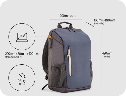 Рюкзак для ноутбука HP Travel BNG с диагональю 15,6 дюйма, синий