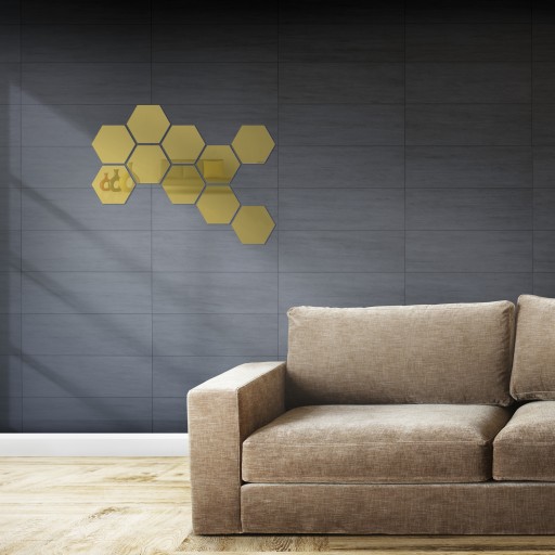Современное декоративное зеркало GOLD HEXAGON 3D