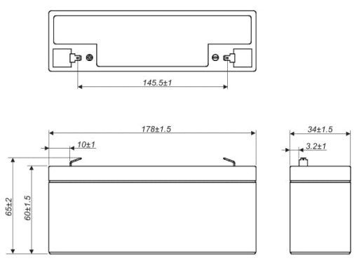 AKUMULATOR BATERIA AGM VRLA EUROPOWER EP 12V 2,3Ah EP2,3-12 ALARM CENTRALA