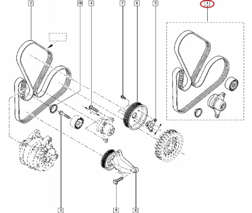 КОМПЛЕКТ РЕМНЯ ГЕНЕРАТОРА MASTER III MOVANO 2.3 DCI