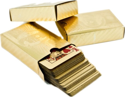Пластиковые золотые игральные карты для покера — $$$ доллар