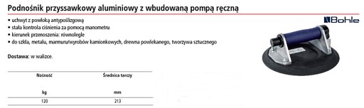 Присоска с оконным насосом 120 кг BOHLE