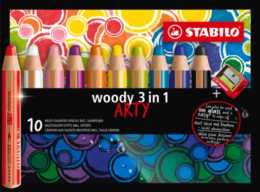 Мелки Stabilo Woody 3в1 Arty 10х + точилка