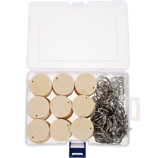 Drewniane okrągłe ozdoby DIY breloki z chipami breloczki