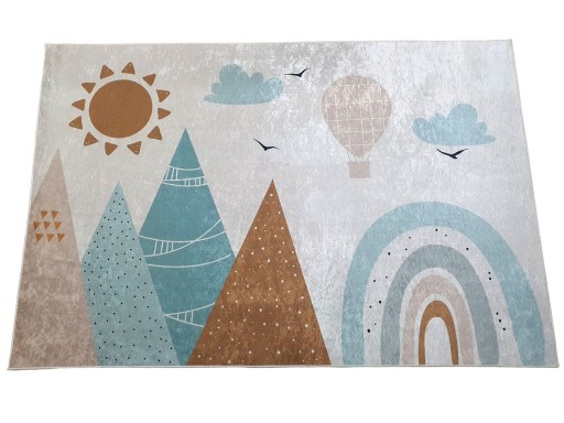 Dywan DIGITAL w GÓRY TĘCZA 80x150 kropki BOHO łuki tęcze beżowy turkusowy