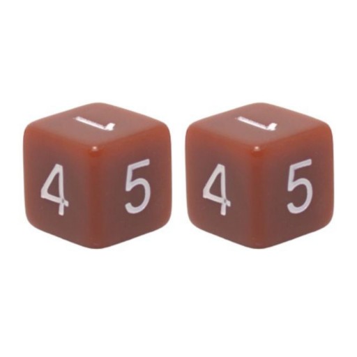 ZESTAW 2 KOSTEK K6 RPG KOŚĆ SZEŚCIOŚCIENNA BRĄZOWA 1,6 CM