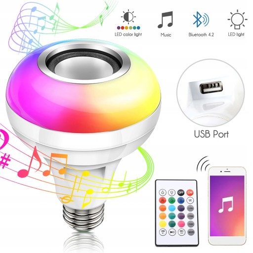 E26/27 ЦВЕТНАЯ ЛАМПА RGBW BLUETOOTH С ПУЛЬТОМ ДУ