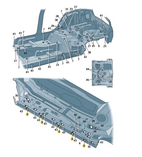 ZAŚLEPKA KOREK PROGÓW NADWOZIA VW SKODA 13X20