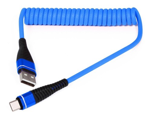 USB-КАБЕЛЬ ТИПА C, ВЫДВИЖНАЯ СПИРАЛЬНАЯ ПРУЖИНА, 1 М