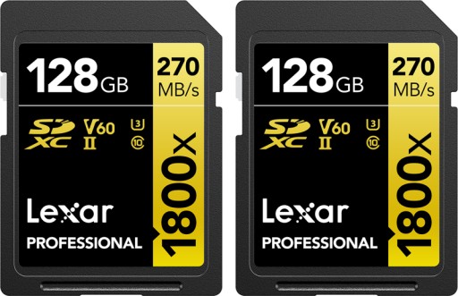 2 карты памяти Lexar SDXC 128 ГБ 1800x UHS-II V60
