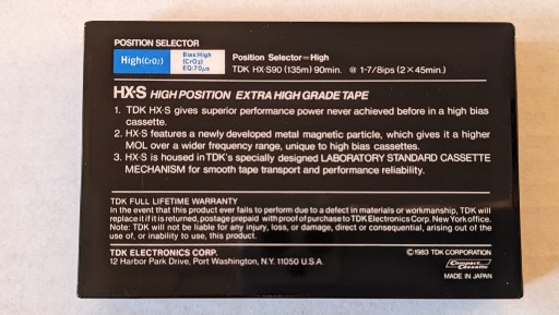 TDK HX-S 90 1983 г. 1 шт.