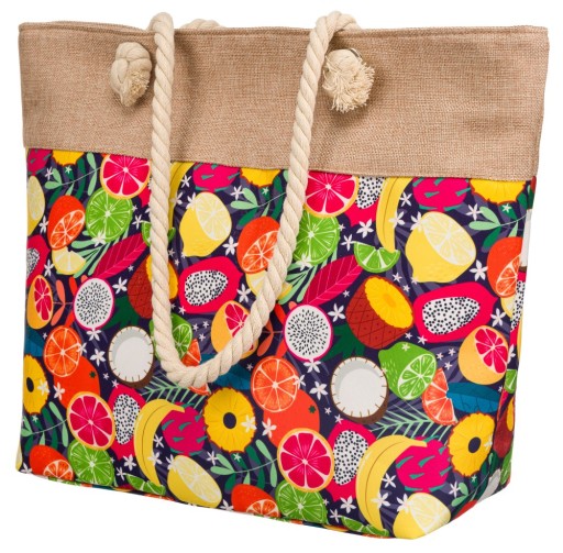 Duża torba damska shopper bag kolorowa torebka na suwak A4 pojemna