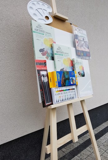 Мольберт на трех ножках из массива дерева + Набор для рисования PAINTS XXL1 ПОДАРОК ​​БОЛЬШОЙ