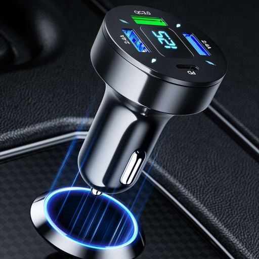 ŁADOWARKA SAMOCHODOWA DO AUTA 3x USB QC USB-C 66W MOCNA SZYBKIE ŁADOWANIE
