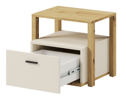 Stolik nocny z szufladą LENNY LY-07 dąb artisan/beż/truflowy