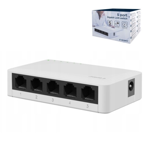 Gembird Switch 5 портов 10/100/1000 Мбит/с LAN 1 ГБ