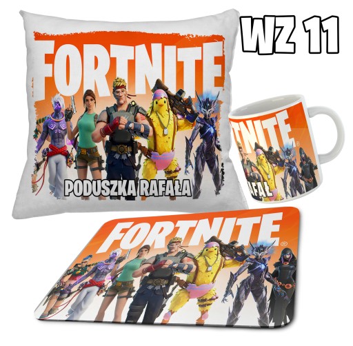 zestaw FORTNITE KUBEK + PODUSZKA + PODKŁADKA POD MYSZ + IMIĘ RÓŻNE WZORY