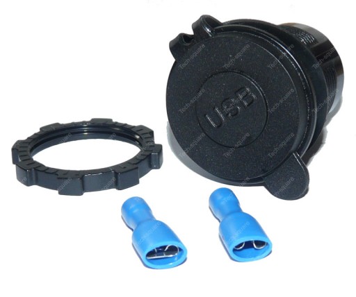 Gniazdo montażowe USB x2 4200mA 12-24V CZERWONE