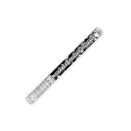 TUBA WYSTRZAŁOWA KONFETTI GWIAZDKI SREBRNE 60cm