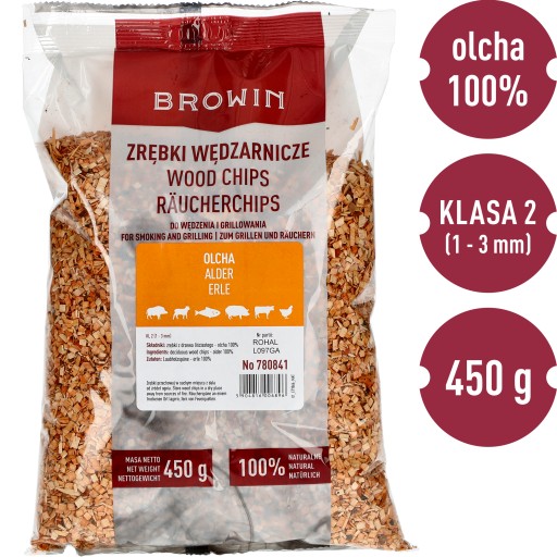 Щепа древесная BORNIAK BROWIN ОЛЬЧА для копчения 450г 2 класс