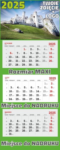 БОЛЬШИЕ ТРОЙНЫЕ календари на 2025 год с логотипом компании - 100 шт.