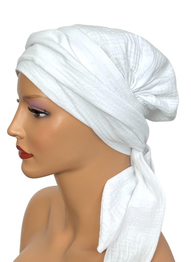 Turban Lara biała muślin chusta po chemioterapii