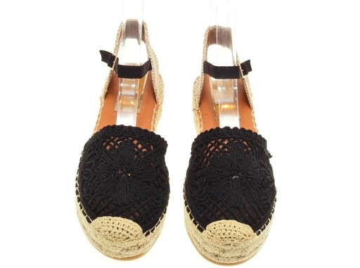 Flat Espadrilles Openwork Black R.37