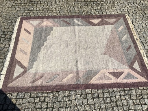 RĘCZNY DYWAN KILIM ART DECO Z WEŁNY 205x140 cm