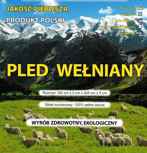KOC PLED NARZUTA 100% WEŁNA OWCZA 160X205 SZKOCKA KRATA KOC WEŁNIANY POLSKI