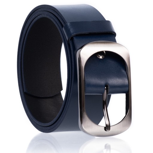 Pasek skórzany SEPHER Classic 4cm GRANATOWY | 105
