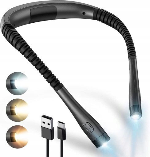 Светодиодный фонарь для чтения на шее, перезаряжаемый USB C