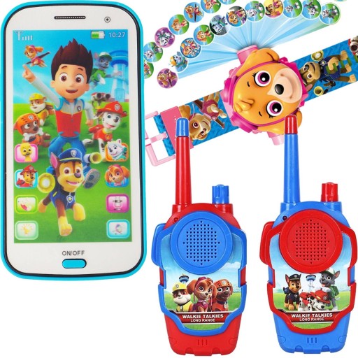НАБОР PAW PATROL 3в1 ЧАСЫ ДЛЯ СМАРТФОНА СЛУШАЮТСЯ