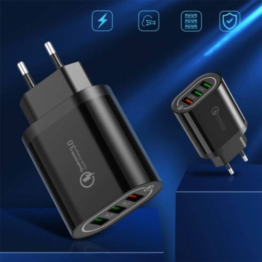 Быстрое настенное зарядное устройство QC 3.0, 3 кабеля USB + USBC TYPE C, быстрая зарядка