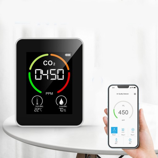 ДЕТЕКТОР CO2 TVOC HCHO ТЕРМОМЕТР 5В1