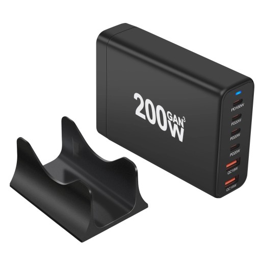Зарядное устройство GaN мощностью 200 Вт, 6 портов USB Type C, зарядное устройство PD, быстрая зарядка 3.0, USB Type C