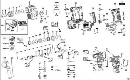 DEWALT N463936 МОТОР И ПЕРЕКЛЮЧАТЕЛЬ ДЛЯ DCH274