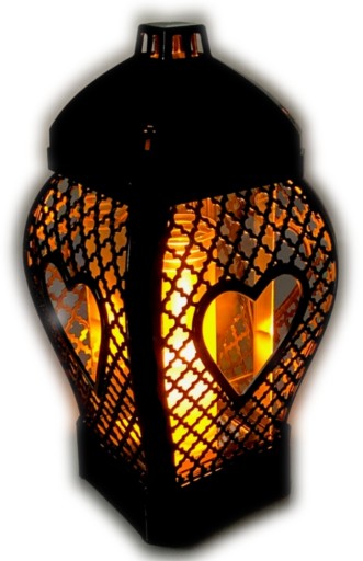 свеча-фонарь Glamour Heart Openwork черная 29 см