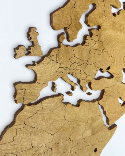 Mapa świata drewniana mapka z granicami z drewna Sikorka 180x90cm pakiet XL