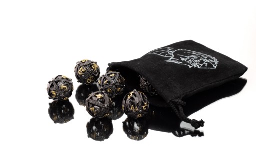 ZAPIECZĘTOWANY SMOK ZESTAW 7 METALOWYCH KOŚCI RPG