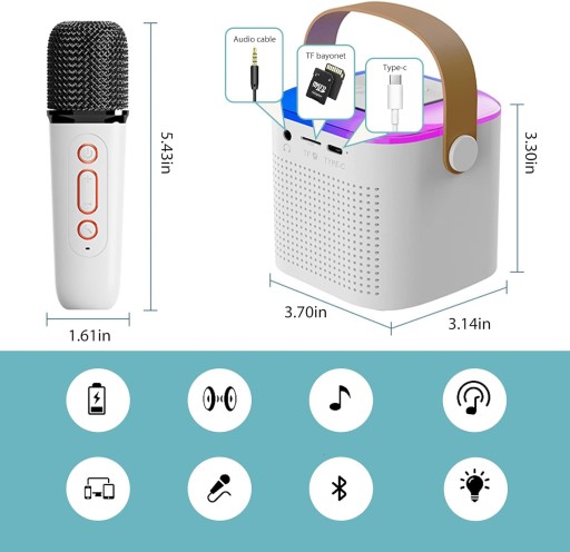 НАБОР КАРАОКЕ БЕСПРОВОДНАЯ ДИНАМИКА BLUETOOTH ДЛЯ ВЕЧЕРИНКИ + 2 МИКРОФОНА