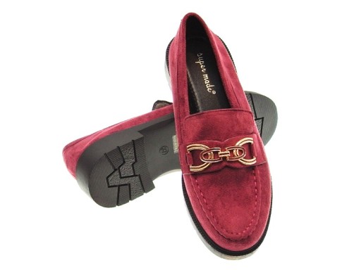 Zamszowe mokasyny damskie eleganckie Wine r.37