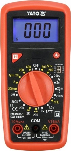 УНИВЕРСАЛЬНЫЙ ИЗМЕРИТЕЛЬ YATO ЦИФРОВОЙ МУЛЬТИМЕТР РУЧНОЙ РАБОТЫ BUZER TESTER YT-73081