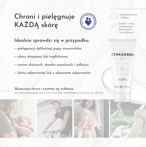 AMARA Cynkokrem Go KREM dla dzieci od pierwszych dni życia ODPARZENIA 50 ml