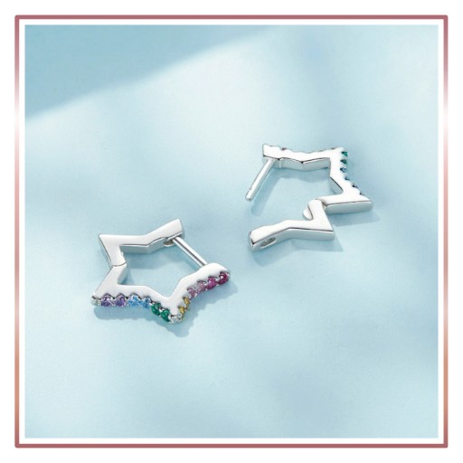Серебряные серьги ТОНКИЕ ЦВЕТНЫЕ ЗВЕЗДЫ S925