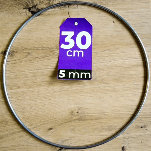 SREBRNA metalowa Obręcz 30 cm 5 mm MOCNE koło drut
