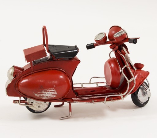 REPLIKA METALOWA MOTOR SKUTER CZERWONY RETRO