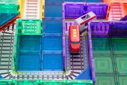 Nakładki na klocki magnetyczne tory kolejowe 36 el. Train Track Pack